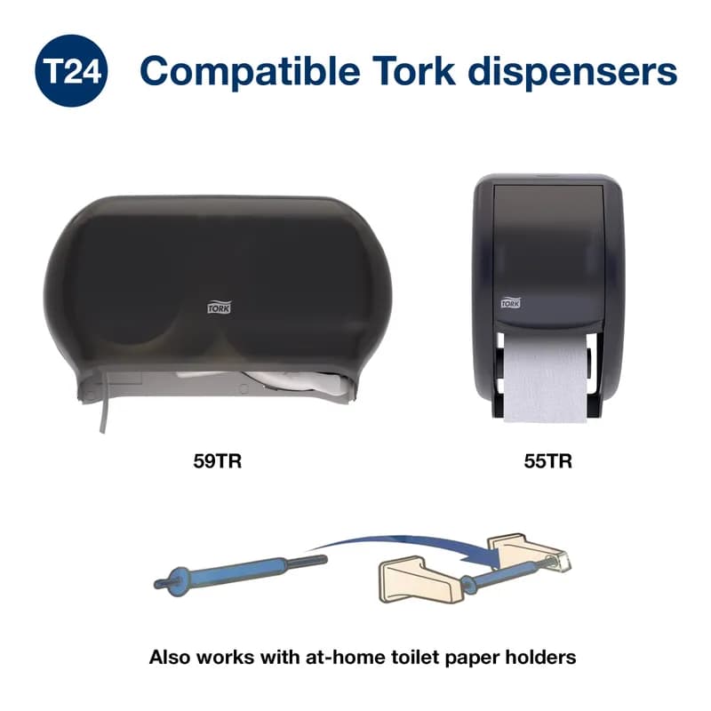 Tork Toilet Paper & Tissue Roll T24 3.75X3.96 IN 156.25 FT 2PLY White Embossed Refill 500 Sheets/Roll 80 Rolls/Case