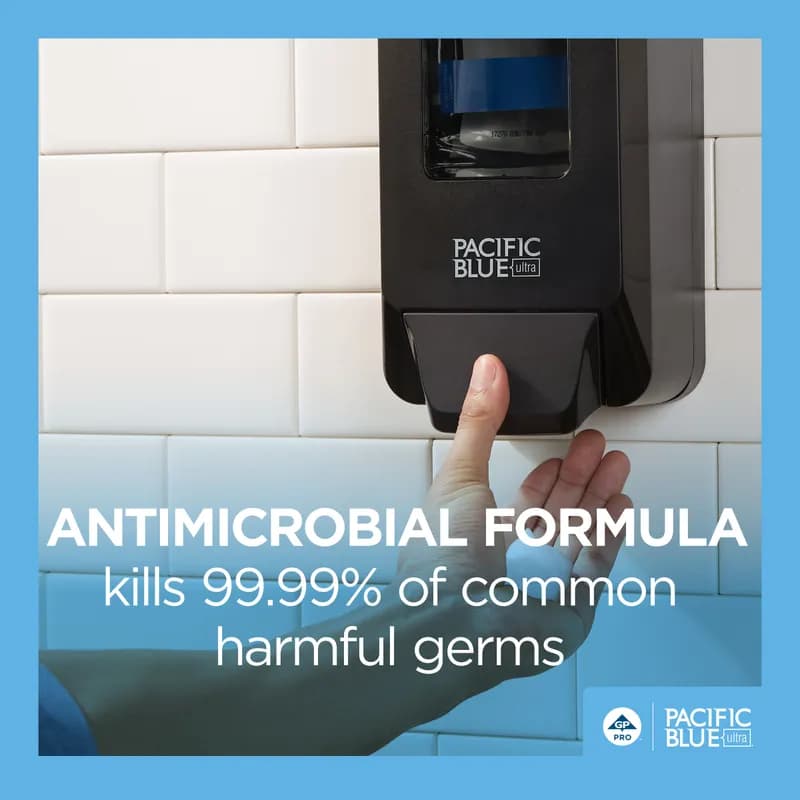 Pacific Blue Ultra™ Hand Soap Foam 1200 mL Unscented Fragrance Free Clear Antimicrobial 4800/Case