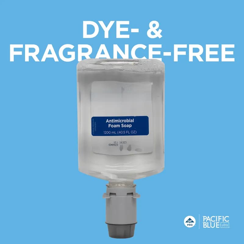 Pacific Blue Ultra™ Hand Soap Foam 1200 mL Unscented Fragrance Free Clear Antimicrobial 4800/Case