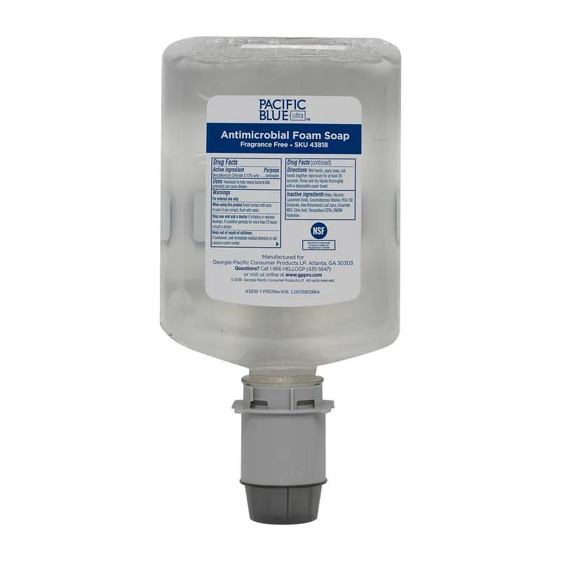 Pacific Blue Ultra™ Hand Soap Foam 1200 mL Unscented Fragrance Free Clear Antimicrobial 4800/Case