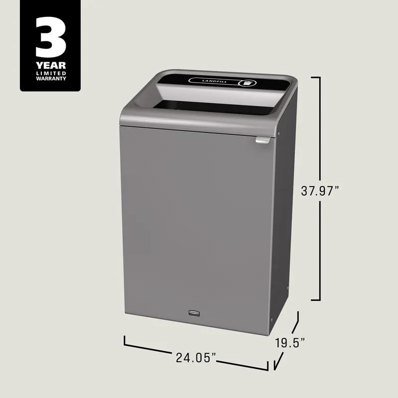 Configure™ Landfill 1-Stream Trash Can 24.05X19.50X37.97 IN 33 GAL Gray Metal 1/Each