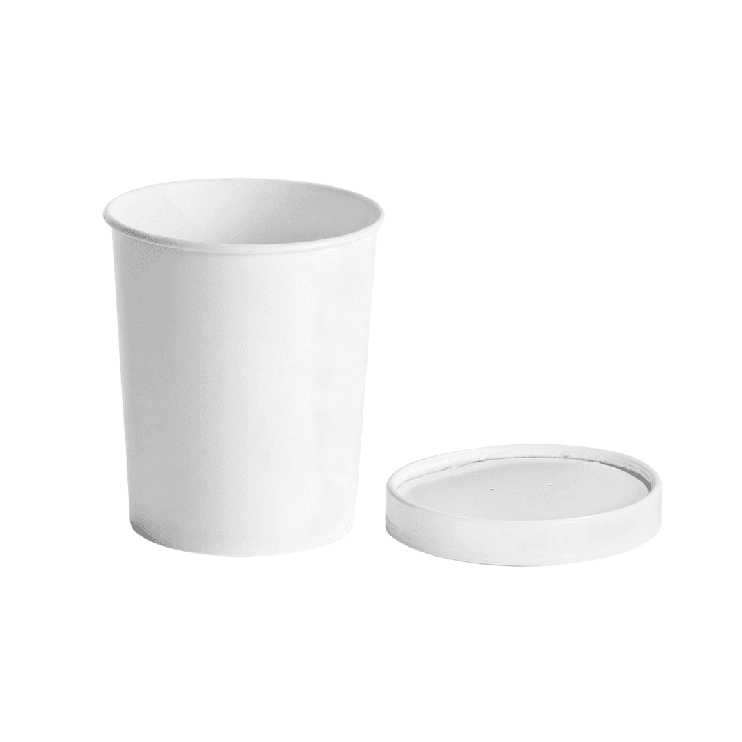 Victoria Bay Food Container Base & Lid Combo With Flat Lid 32 OZ Paperboard White Round 250/Case