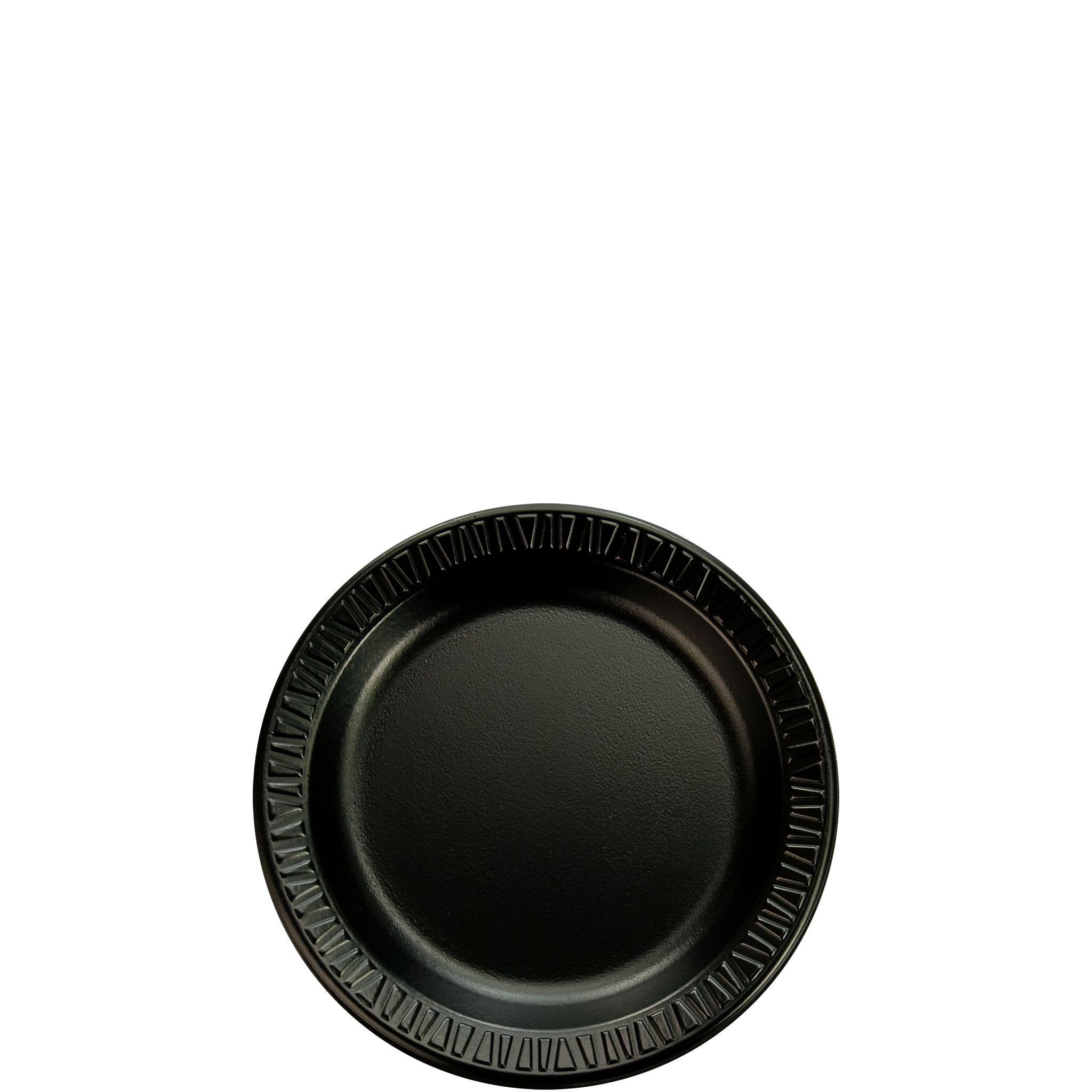 Dart® Quiet Classic® Plate 6 IN XPS Black Round Laminated 125 Count/Pack 8 Packs/Case 1000 Count/Case