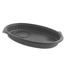 Serving Tray Base 25 OZ PP Black Oval With Cup Locator Microwave Safe Leak Resistant 250/Case