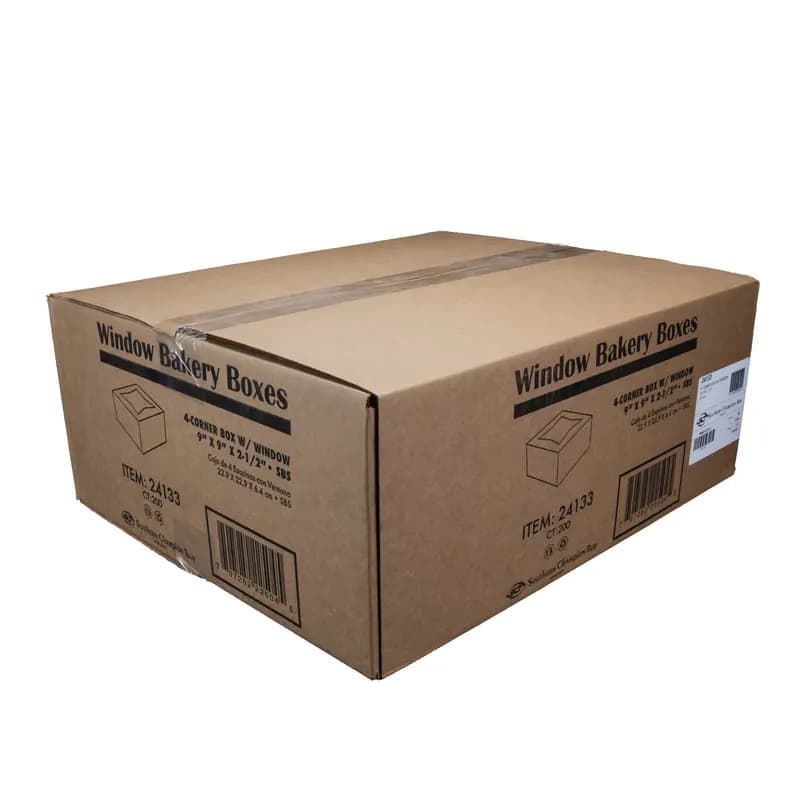 Cake Box 9X9X2.5 IN White With Window 200/Case