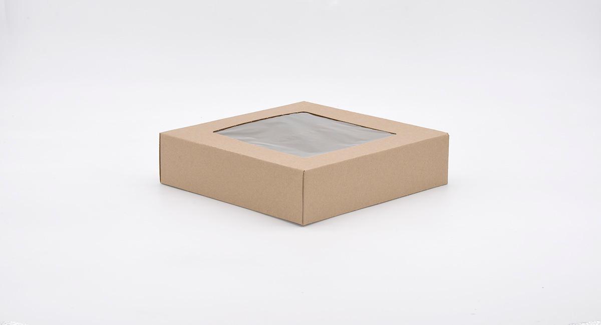 Bakery Box 10X10X2.5 IN Paperboard Kraft With Window 200/Case