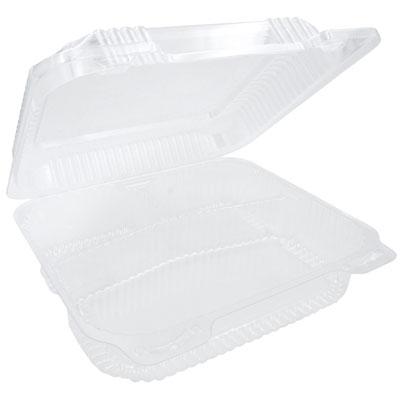 Bakery Hinged Container With Dome Lid 3 Compartment OPS Clear 250/Case