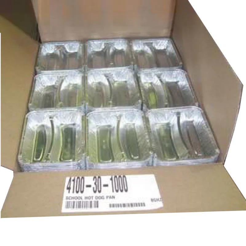 Hot Dog Take-Out Tray 6.5X5X1.5 IN 2 Compartment Aluminum Silver Rectangle 1000/Case