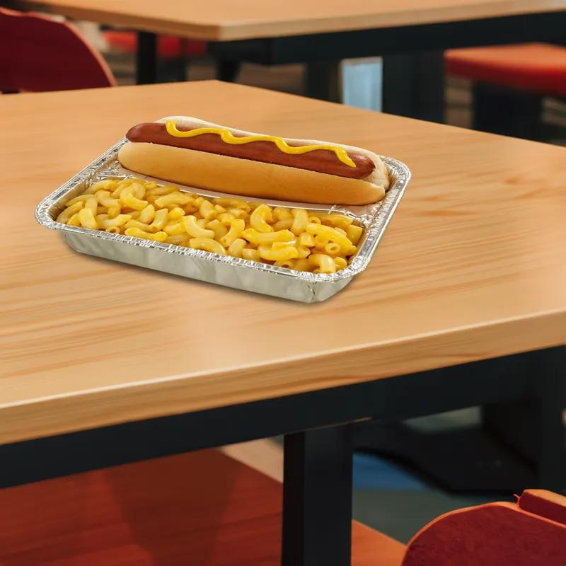Hot Dog Take-Out Tray 6.5X5X1.5 IN 2 Compartment Aluminum Silver Rectangle 1000/Case