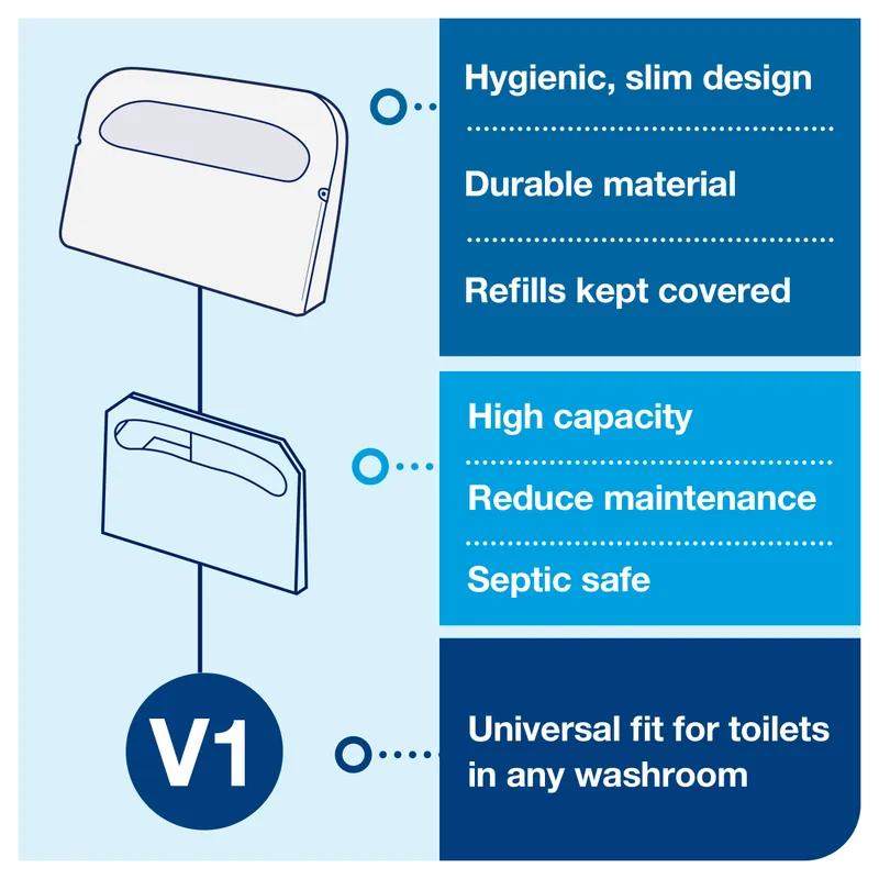 Tork Silhouette® Toilet Seat Cover Dispenser V1 3.125X16X11.5 IN Plastic Smoke 1/2 Fold 1 Count/Pack 12 Packs/Case