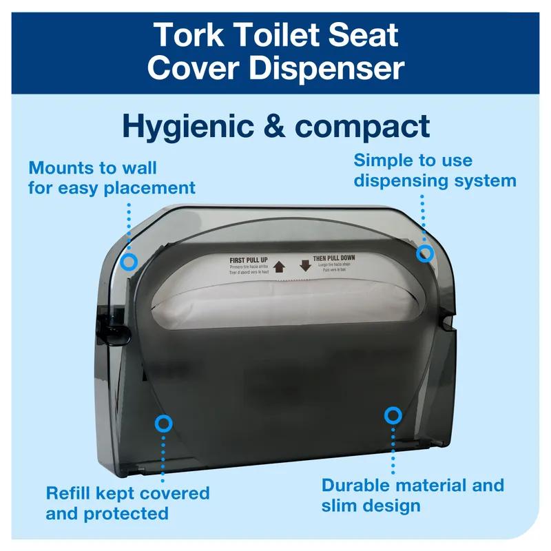 Tork Silhouette® Toilet Seat Cover Dispenser V1 3.125X16X11.5 IN Plastic Smoke 1/2 Fold 1 Count/Pack 12 Packs/Case