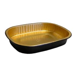 Take-Out Container Base 8.1875X6.125 IN Aluminum Black Gold Oblong Freezer Safe Oven Safe 300/Case