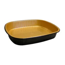 Gourmet-To-Go® Take-Out Container Base Large (LG) 11.25X9X1.75 IN Aluminum Black Gold Oval 150/Case