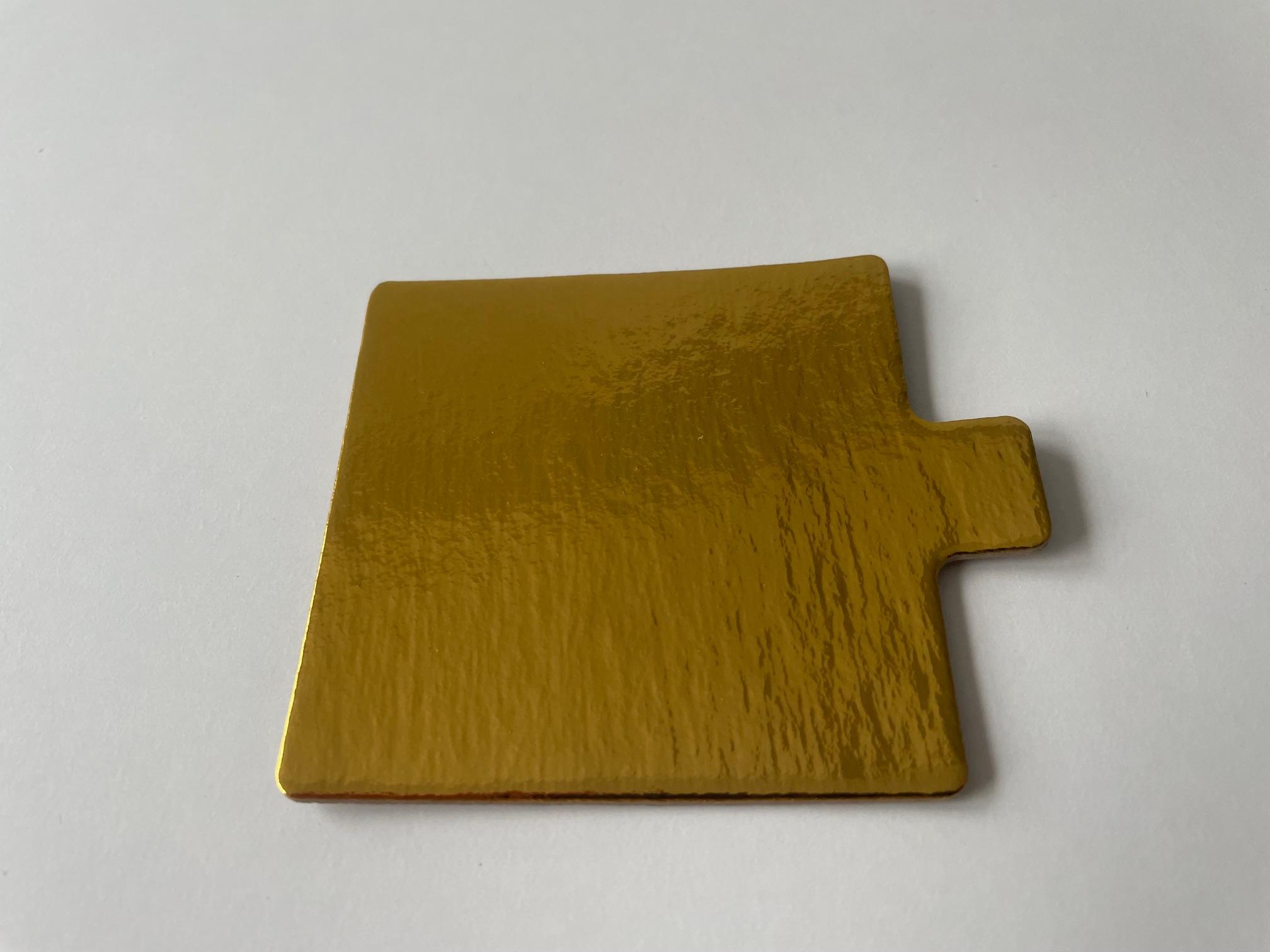 Cake Board 3.5X3.5 IN Paperboard Gold Square With Tab 500/Case