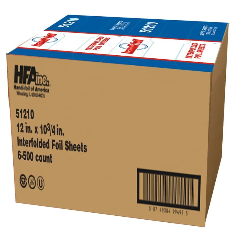 Foil Sheets 12X10 IN Aluminum 500 Sheets/Pack 6 Packs/Case 3000 Count/Case