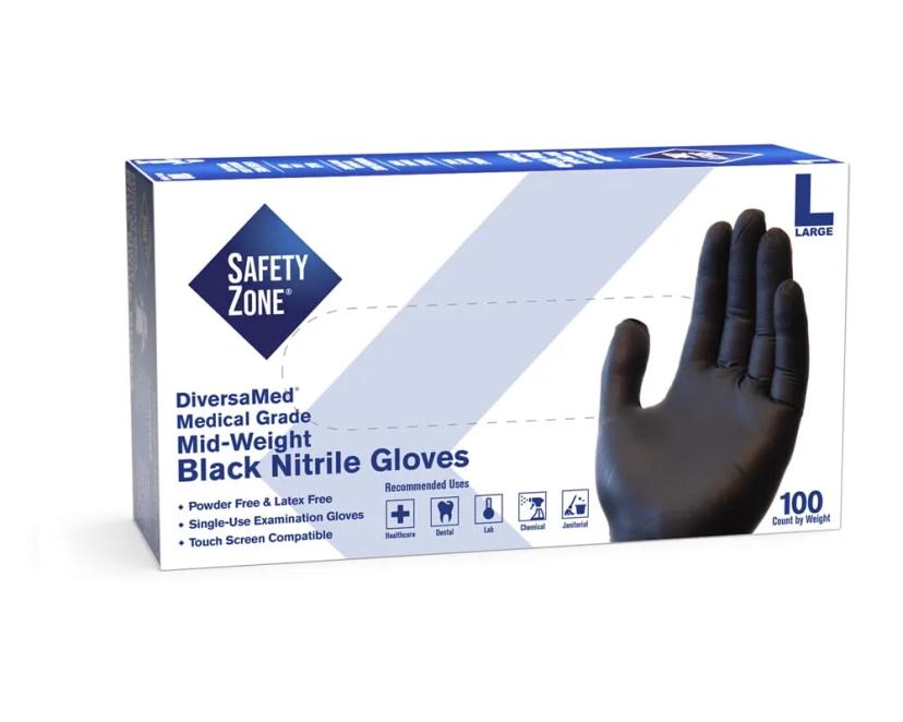 Examination Gloves XL Black 4.25MIL Nitrile Powder-Free 1000/Case