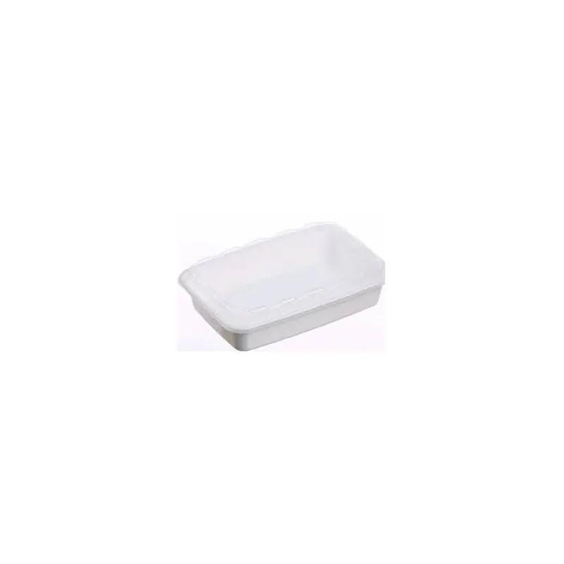 Take-Out Container Base & Lid Combo 28 OZ Plastic White Clear Oblong Vented 150/Case