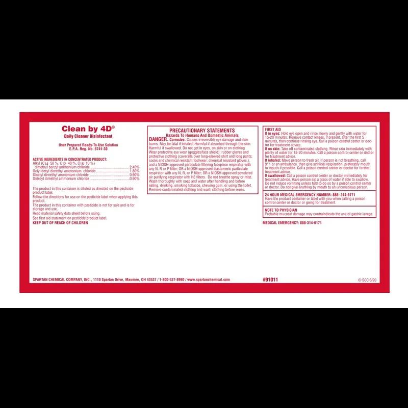 Clean By 4D Product Label 1/Each