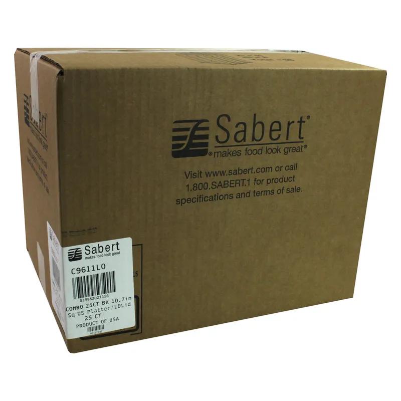 Take-Out Container Base & Lid Combo With Dome Lid 11X11X1.01 IN PET Black Square 25/Case