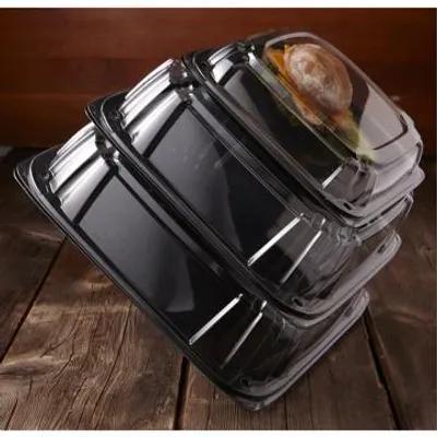 Take-Out Container Base & Lid Combo With Dome Lid 11X11X1.01 IN PET Black Square 25/Case