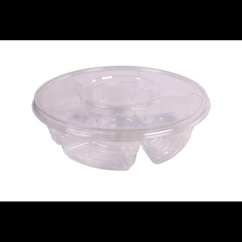RediServ PartyPak Deli Container Base & Lid Combo With Dome Lid 12X3.5 IN 6 Compartment PET Clear Round 50/Case