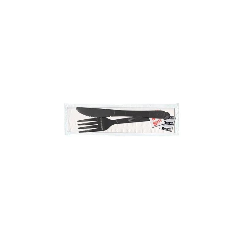Victoria Bay 5PC Cutlery Kit PP Black Heavy Duty With 13X17 Napkin,Fork,Knife,Salt & Pepper 250/Case