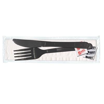 Victoria Bay 5PC Cutlery Kit PP Black Heavy Duty With 13X17 Napkin,Fork,Knife,Salt & Pepper 250/Case