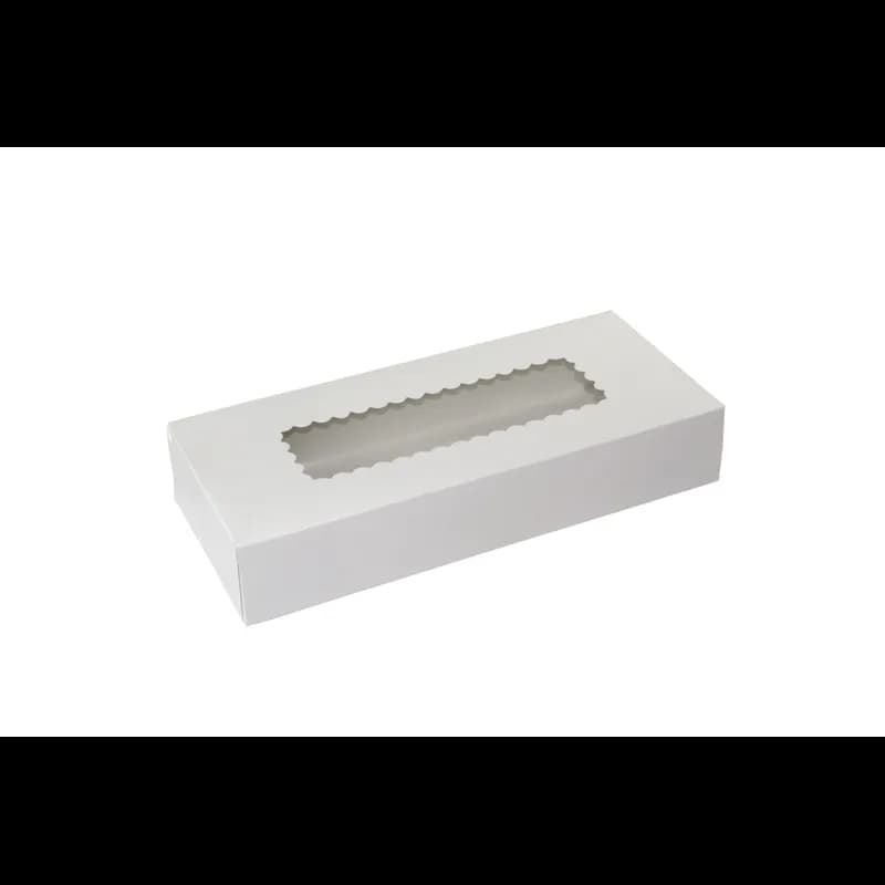 Bakery Box 12.5X5.5X2.25 IN Paperboard White 4 Corner 1-Piece Automatic With Window 200/Bundle