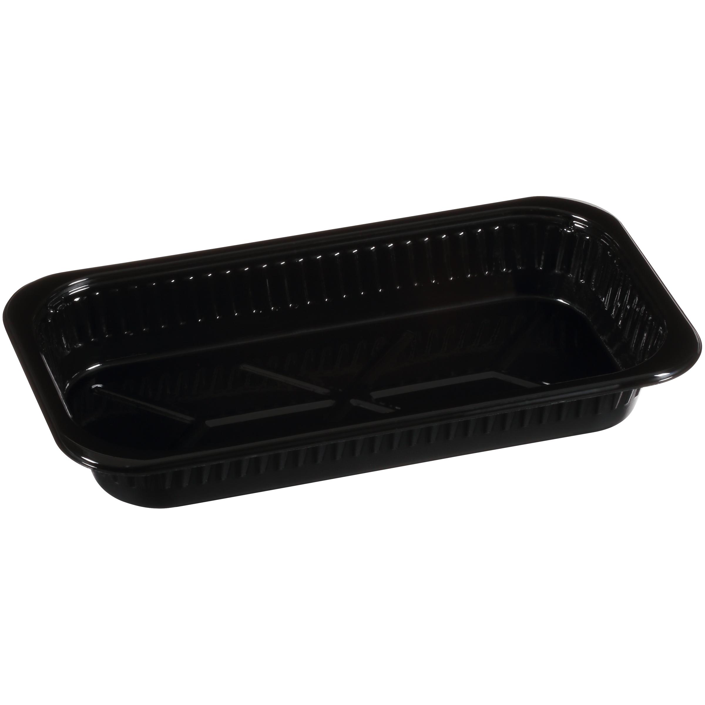 Take-Out Container Base 6.8X12.8X1.82 IN CPET Black Rectangle 200/Case