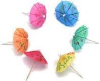 Cocktail Parasol Pick 4 IN Wood Paper Assorted 7200/Case
