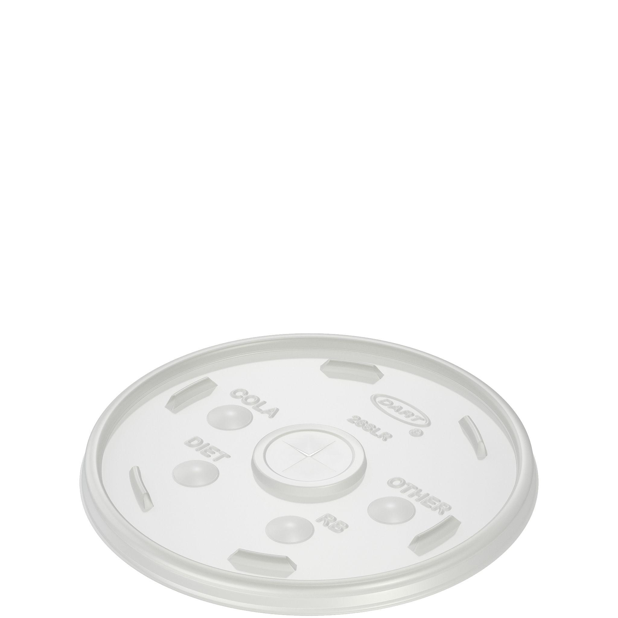 Dart® Lid Flat 3.85X0.28 IN HIPS Translucent For 26 OZ Cold Cup Identification With Hole 100 Count/Pack 10 Packs/Case