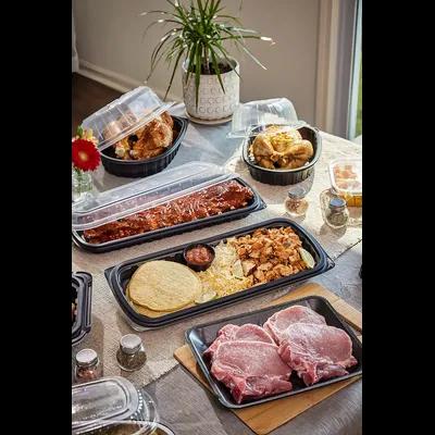 8H Meat Tray 10.6X8.3X1.2 IN 1 Compartment Polystyrene Foam Black Rectangle Heavy 400/Bundle