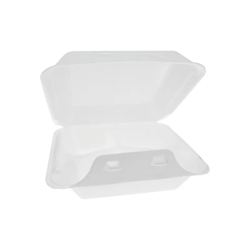 Take-Out Container Hinged With Dome Lid Medium (MED) 8X8.5X3 IN 3 Compartment Polystyrene Foam White Square 150/Case