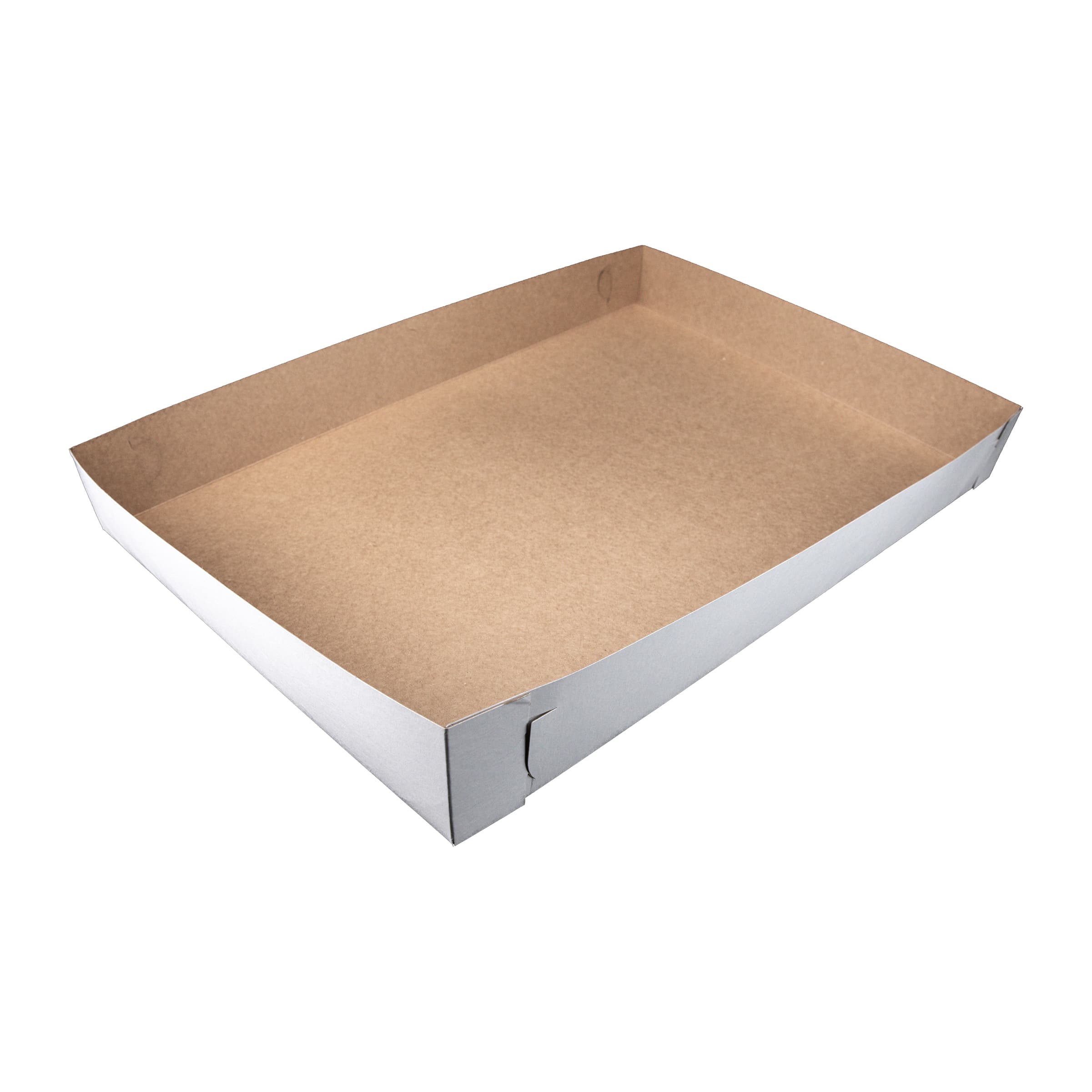 Cake Box Top Full Size 26.25X18.625X3 IN Clay-Coated Kraft Board White Kraft Rectangle Lock Corner 50/Bundle