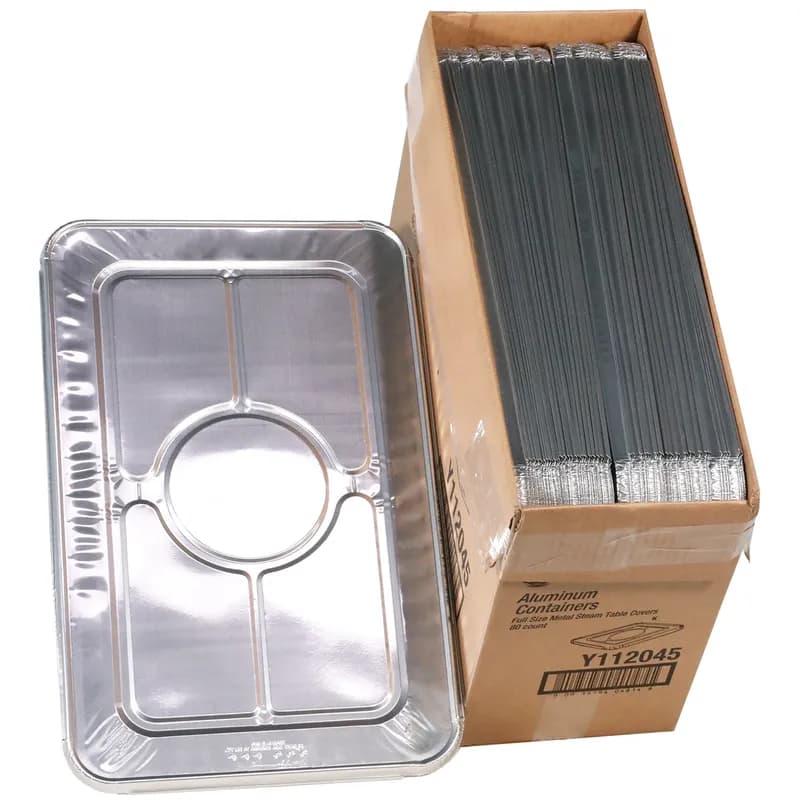 Lid Flat Full Size 20.3X12.4X0.6 IN 1 Compartment Aluminum Silver For Steam Table Pan 80/Case