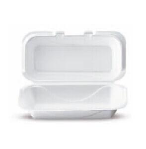 Hoagie & Sub Take-Out Container Hinged With Dome Lid 5.12X10.25X3.25 IN Polystyrene Foam White Rectangle 500/Case