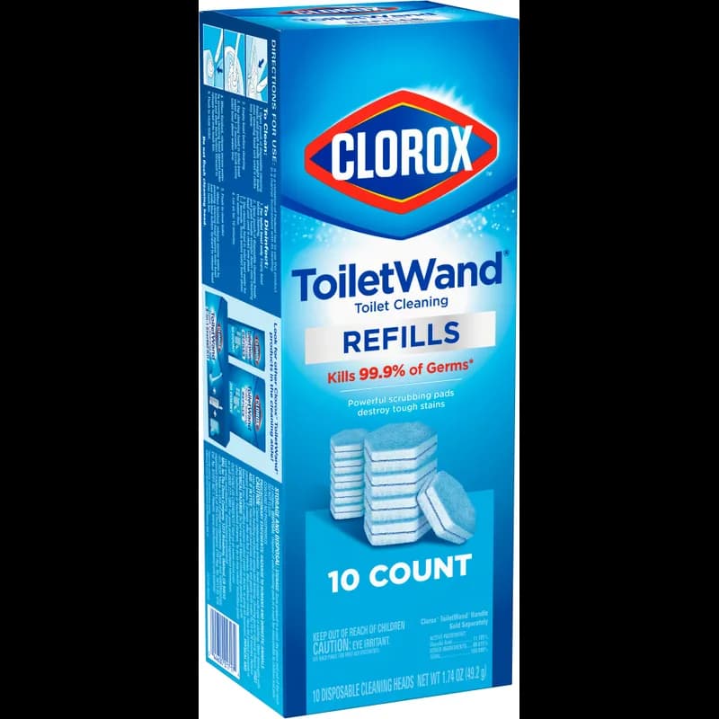 Clorox® ToiletWand Toilet Bowl Cleaner Antibacterial Wand Refill Heads 10 Count/Pack 6 Packs/Case 60 Count/Case