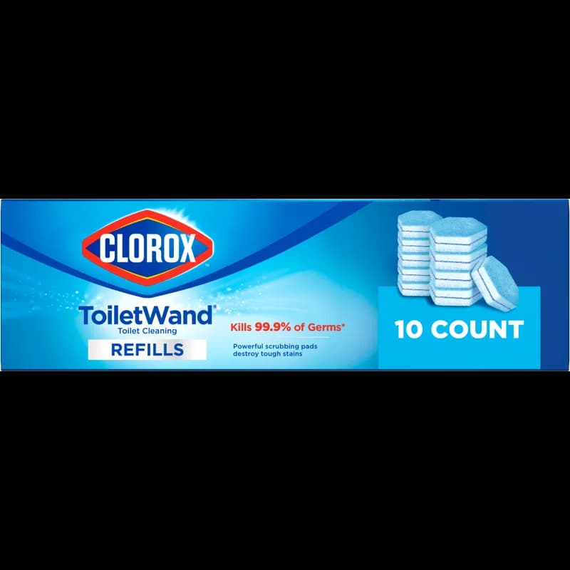 Clorox® ToiletWand Toilet Bowl Cleaner Antibacterial Wand Refill Heads 10 Count/Pack 6 Packs/Case 60 Count/Case