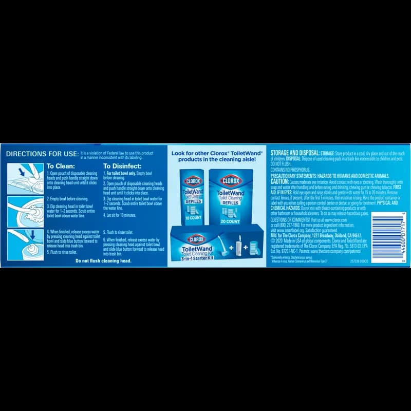 Clorox® ToiletWand Toilet Bowl Cleaner Antibacterial Wand Refill Heads 10 Count/Pack 6 Packs/Case 60 Count/Case