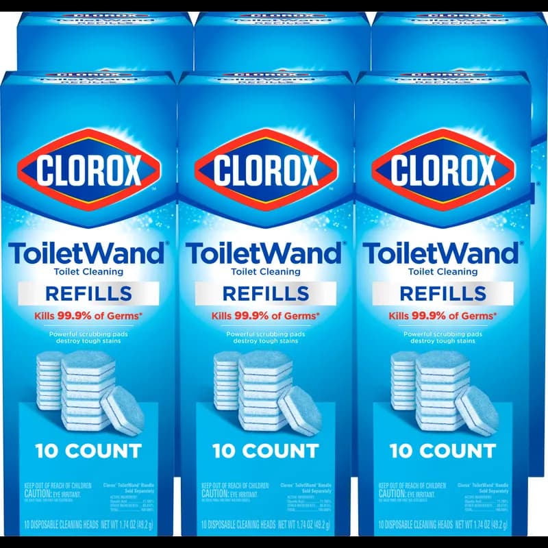 Clorox® ToiletWand Toilet Bowl Cleaner Antibacterial Wand Refill Heads 10 Count/Pack 6 Packs/Case 60 Count/Case