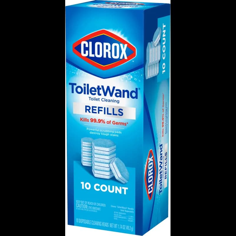 Clorox® ToiletWand Toilet Bowl Cleaner Antibacterial Wand Refill Heads 10 Count/Pack 6 Packs/Case 60 Count/Case