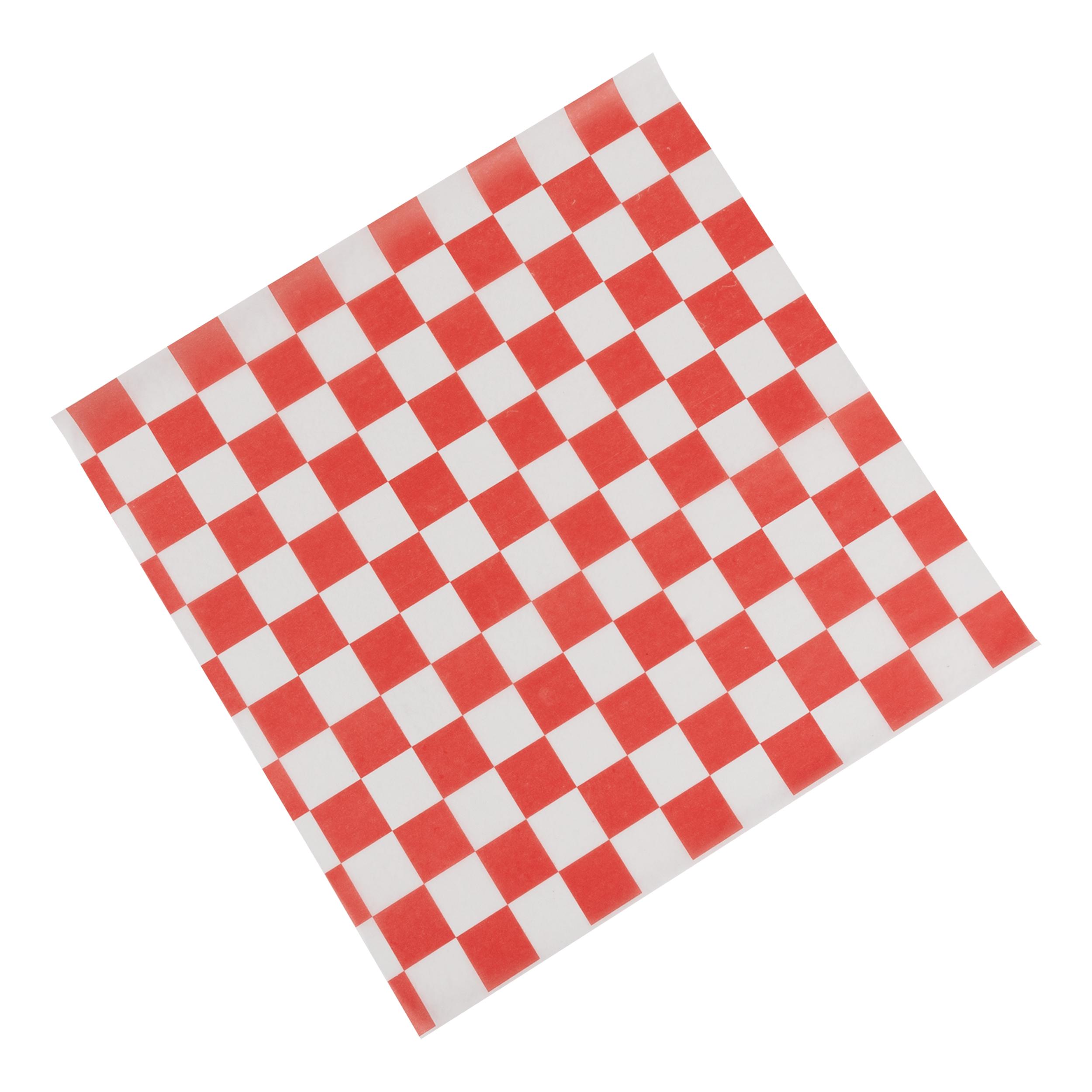 Basket Liner Sheet 12X12 IN Dry Wax Paper Red White Check 2000/Case