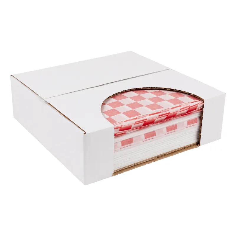 Basket Liner Sheet 12X12 IN Dry Wax Paper Red White Check 2000/Case