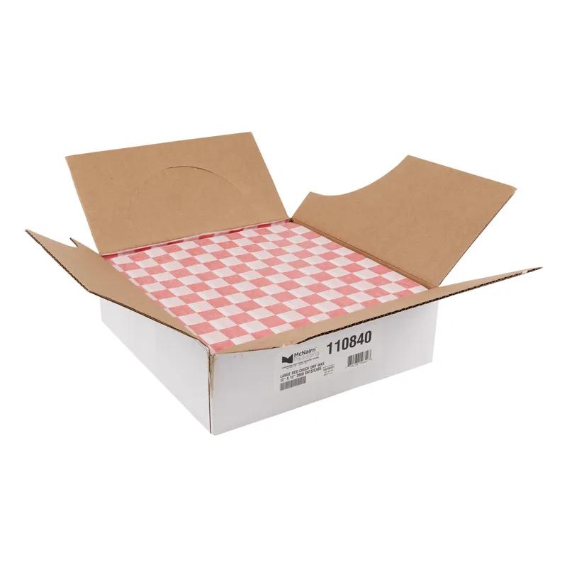 Basket Liner Sheet 12X12 IN Dry Wax Paper Red White Check 2000/Case