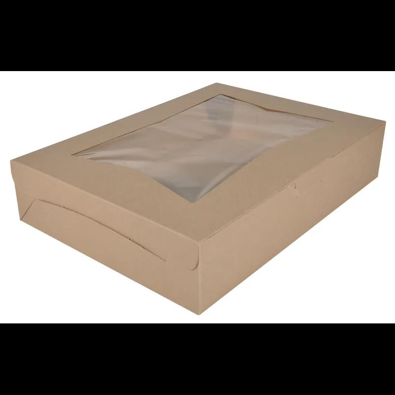 Cake Box 19X14X4 IN Kraft Paperboard Kraft Rectangle Lock Corner Tuck Top With Window 50/Case