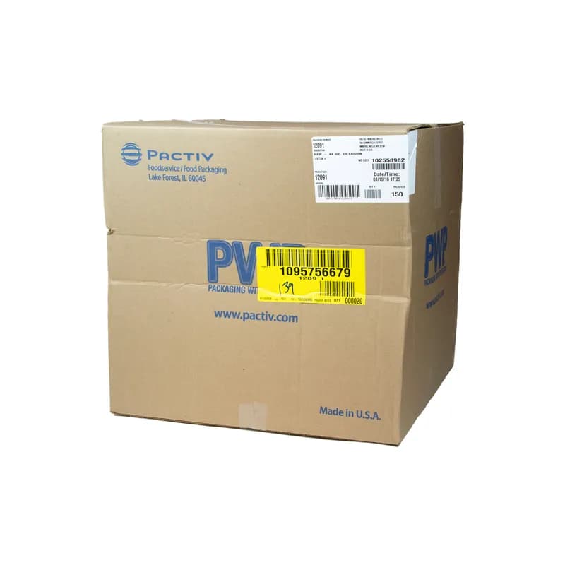 Take-Out Container Hinged 9.1X9X3 IN RPET Clear Black Octagon Leak Resistant 150/Case