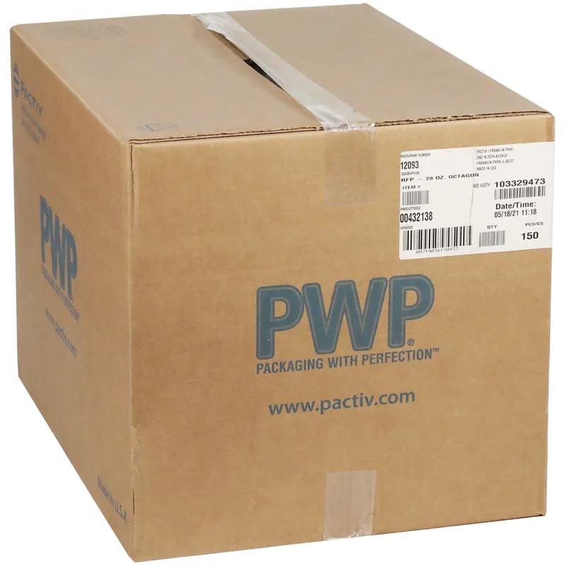 Take-Out Container Base & Lid Combo With Dome Lid 28 OZ PET Black Clear Octagon 150/Case