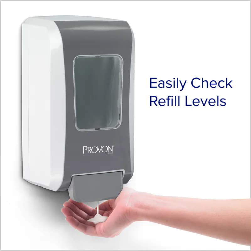 PROVON® FMX-20 Hand Soap Dispenser Foam 2000 mL 11.66X6.5X4.68 IN White Gray ABS Push Style Wall Mount 6/Each