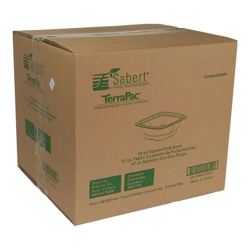 Bowl 16 OZ Pulp Fiber Natural Square 300/Case