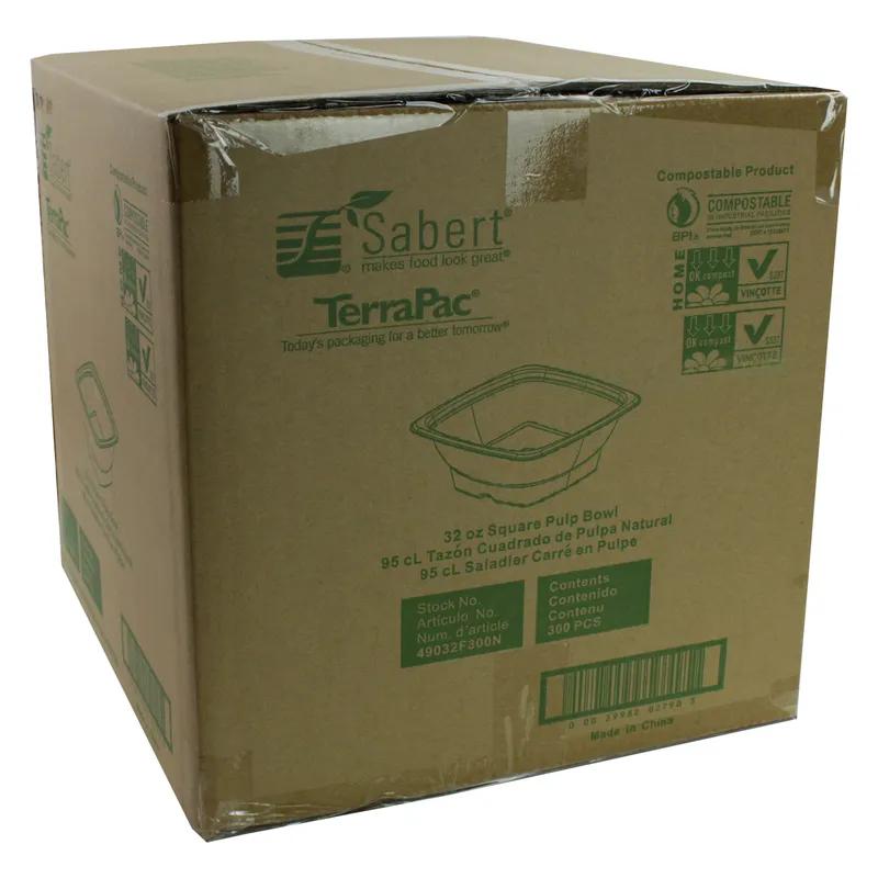 Bowl 32 OZ Pulp Fiber Kraft Square 300/Case